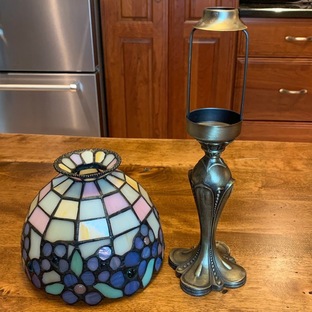 PartyLite Stained Glass 2 Pc Tea Light Holder - Picture 6 of 10